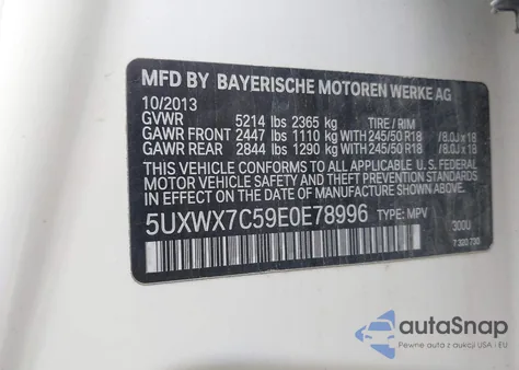 2014 BMW X3 xDrive35I from USA, damaged, VIN 5UXWX7C59E0E78996